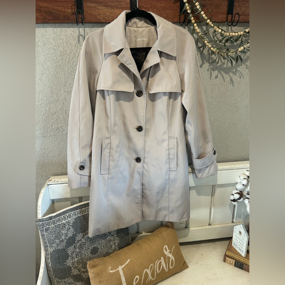 Calvin Klein Women's Beige Trench Coat (See Pics, Stained)
